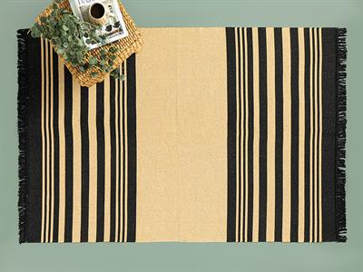 Lara Tiar Килим Тъкан, Кремаво Черно, 60 X 100 Cm