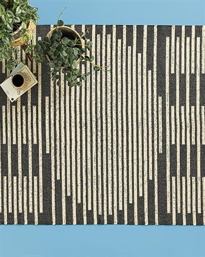 Lara Tony Килим Тъкан, Кремаво Черно, 80 X 150 Cm