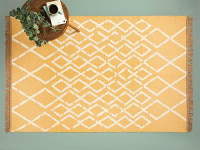 Lara Viva Килим Тъкан 80x150 cm Горчица - Кремав