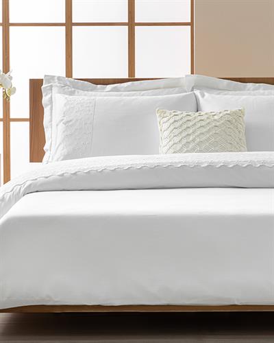 Laris Спален Комплект Кралски размер бродиран Памук Сатен 240x260 см Бял