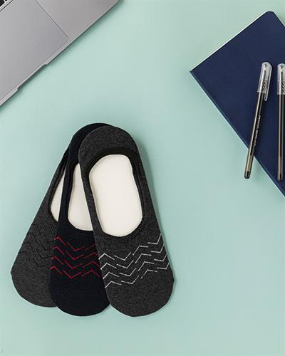 Lars Чорапи Бабет Мъжки 3 Бр., Памучен Полиестер, Сиво-Синьо, 40-44