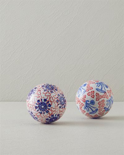 Lauren Декоративен Предмет Порцелан, Червено-Синьо, 8 Cm