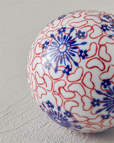 Lauren Декоративен Предмет Порцелан, Червено-Синьо, 8 Cm