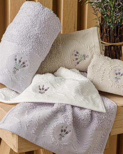 Lavandula Кърпа За Лице Жакардов с борд 50x80 см Тъмнобежов