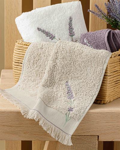 Lavender Кърпа За Ръце С бродерия 30x45 см Тъмнобежов