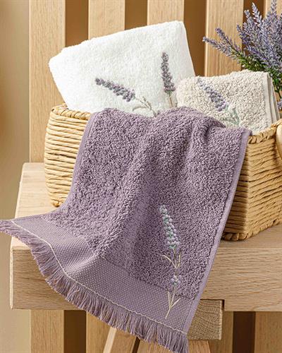 Lavender Кърпа За Ръце С бродерия 30x45 см Тъмновиолетов