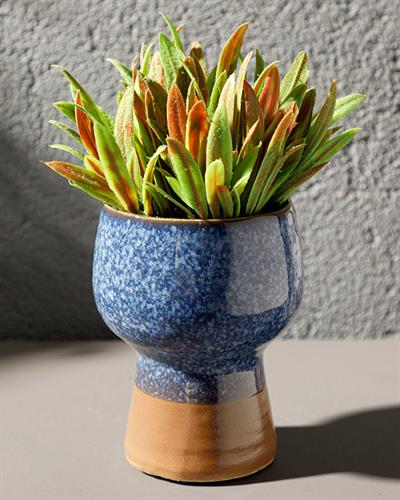 Lavender Leaves Изкуствено Цвете С Ваза Керамика 13x13x18 см Син - Зелен