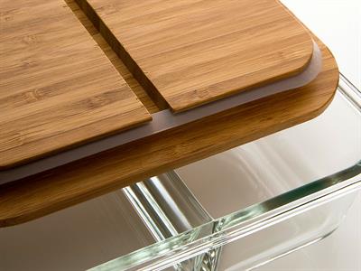 Lavi КУТИЯ ЗА СЪХРАНЕНИЕ С 2 отделения Бамбук 950 ml Transparent