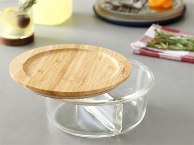 Lavi КУТИЯ ЗА СЪХРАНЕНИЕ С 2 отделения Бамбук Transparent