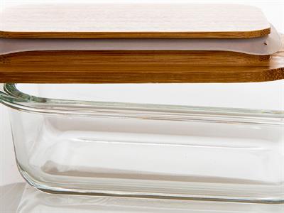 Lavi КУТИЯ ЗА СЪХРАНЕНИЕ Правоъгълна Бамбук 370 ml Transparent