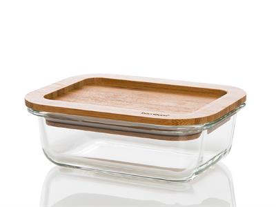 Lavi КУТИЯ ЗА СЪХРАНЕНИЕ Правоъгълна Бамбук 370 ml Transparent