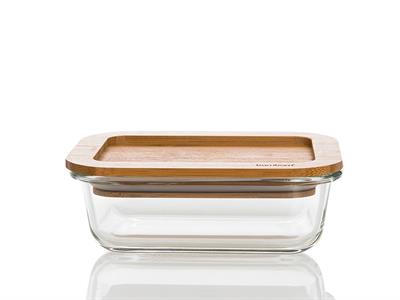 Lavi КУТИЯ ЗА СЪХРАНЕНИЕ Правоъгълна Бамбук 370 ml Transparent