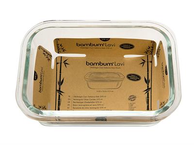 Lavi КУТИЯ ЗА СЪХРАНЕНИЕ Правоъгълна Бамбук 370 ml Transparent