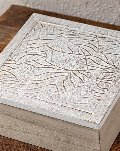 Leaf Декоративна Кутия Кремово, 18 X 18 X 7 Cm