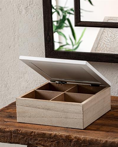 Leaf Декоративна Кутия Кремово, 18 X 18 X 7 Cm