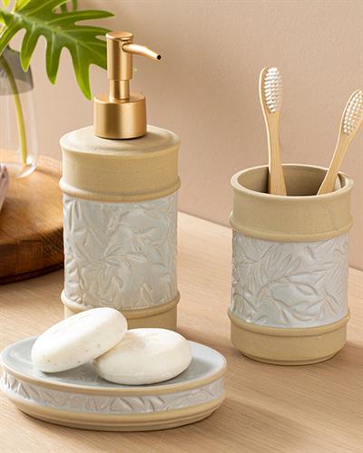 Leaf КОМПЛЕКТ ЗА БАНЯ 3 бр. 8x8x20+7x7x10+14x10x3 cm Gray