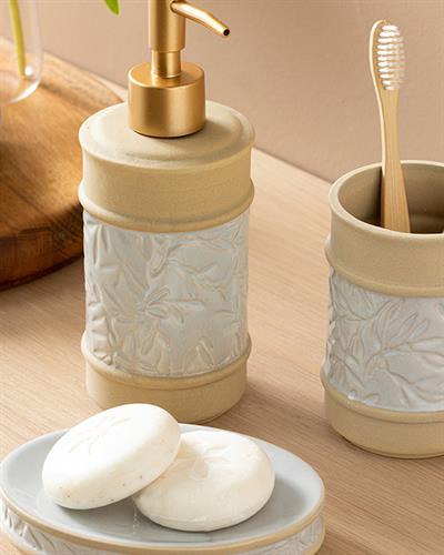 Leaf КОМПЛЕКТ ЗА БАНЯ 3 бр. 8x8x20+7x7x10+14x10x3 cm Gray