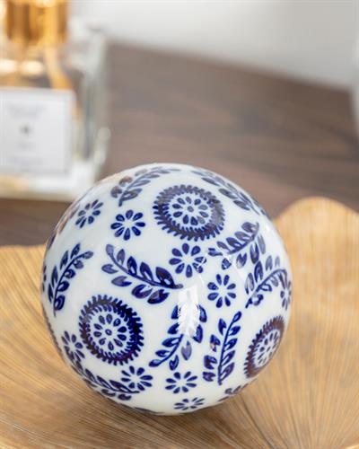 Leaf Декоративен Предмет Порцелан, Синьо Бяло, 8,5 X 8,5 X 8,5 Cm