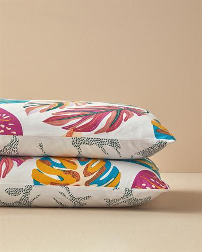 Leaf Jungle Калъфка За Възглавница 2 бр. Памучен 50x70 см Цикламен