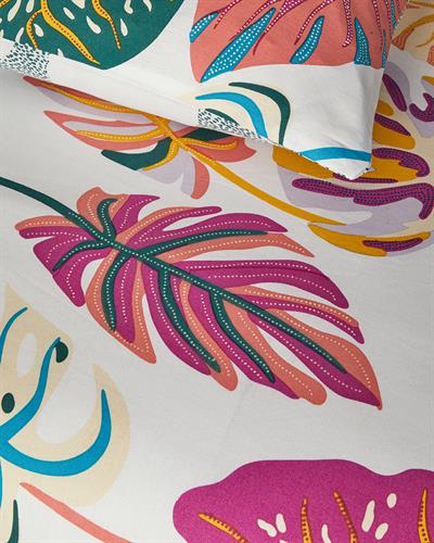 Leaf Jungle Спален Комплект Кралски размер Памучен 240x220 см Цикламен