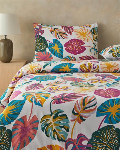Leaf Jungle Спален Комплект Кралски размер Памучен 240x220 см Цикламен
