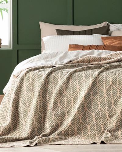 Leafnet Одеяло Единичен Памучен 150x200 см Зелен