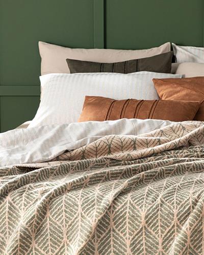 Leafnet Одеяло Единичен Памучен 150x200 см Зелен