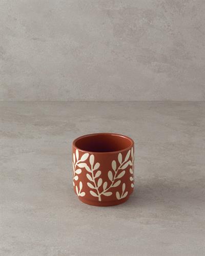 Leafy Саксия Каменна керамика 10,5x10,5x9,5 см Brown