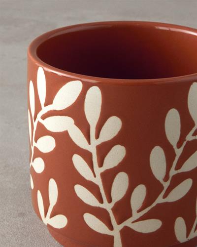 Leafy Саксия Каменна керамика 10,5x10,5x9,5 см Brown