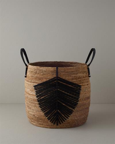 Leafy Кошница Слама 38x28x20 см Тъмнокафяв