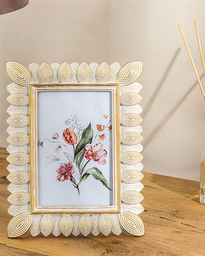 Leafy Braid Рамка Полирезин 10x15 см Бял - Златен..