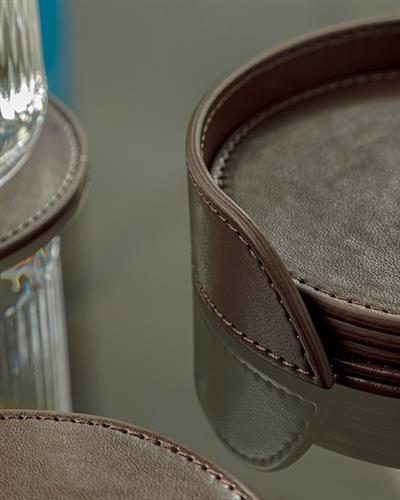 Leather Подложка За Чаша 6 Бр., Гофре, Кафяво, 10 Cm