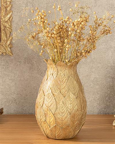Leaves Ваза 14x14x21,5 см Златен