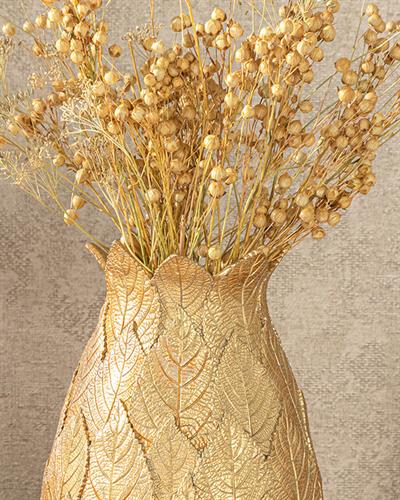 Leaves Ваза 14x14x21,5 см Златен