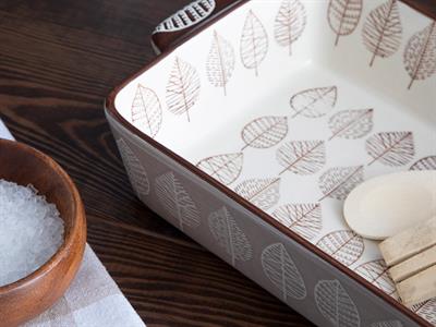 Leaves ТЕПСИЯ ЗА ФУРНА Правоъгълно Порцелан 27,5 cm Gray