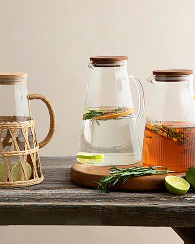 Leila Borosilicate Wicker Water Bottle 1450 ml Transparent