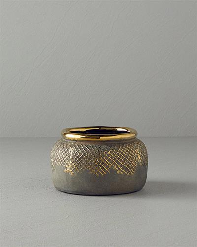 Lena Ваза Каменна керамика 16x9,5 см Златен