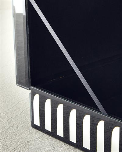 Lena Декоративна Кутия Стъкло 23x14x6,5 см Черен - Бял