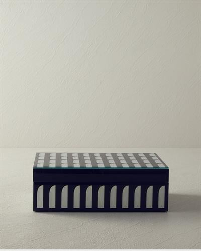 Lena Декоративна Кутия Стъкло 24,5x17,5x8,5 см Черен - Бял