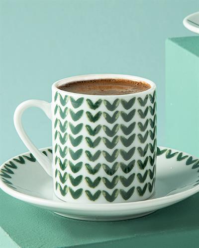 Leno Porcelain 4 Parça 2 Kişilik Coffee Cup Set 80 ml Green