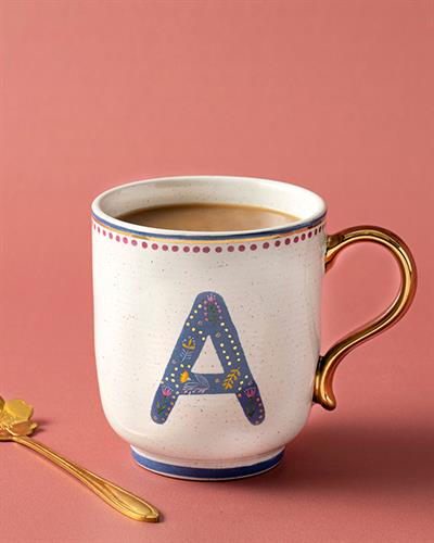 Letter A Чаша Stoneware, Цветен, 500 Ml