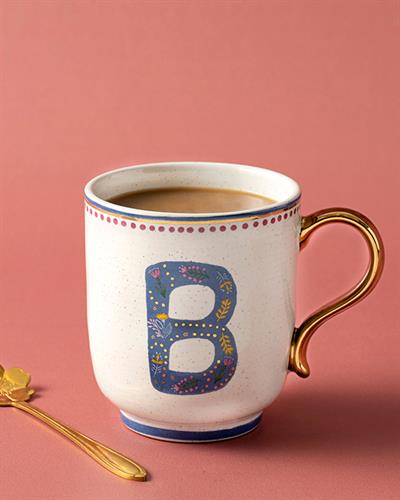 Letter B Чаша Stoneware, Цветен, 500 Ml