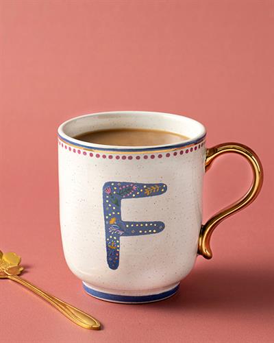 Letter F Чаша Stoneware, Цветен, 500 Ml
