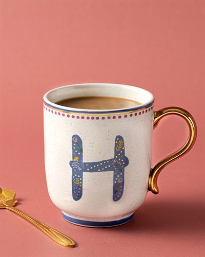 Letter H Чаша Stoneware, Цветен, 500 Ml