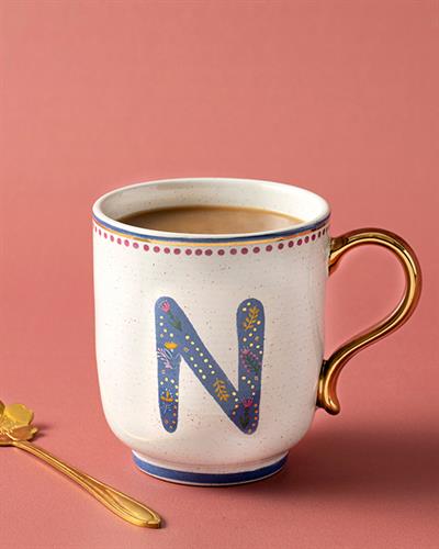 Letter N Чаша Stoneware, Цветен, 500 Ml