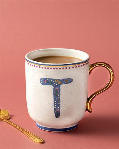 Letter T Чаша Stoneware, Цветен, 500 Ml