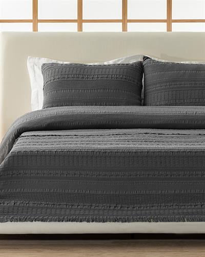 Levron Комплект Кувертюра За Легло Двоен жакардов Памучен 220x240 см Антрацит