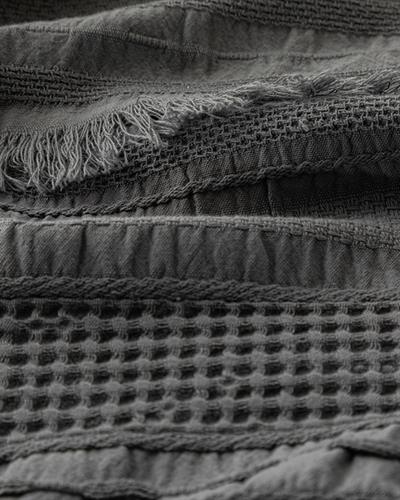 Cotton Jacquard King Size Bed Spread Set 240x260 cm Anthracite