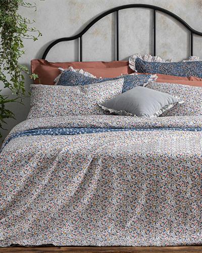 Liberty Florets Спално Бельо Компле Единичен Размер, Памучен, Синьо, 160 X 220 Cm