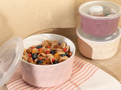 Lifely КУТИЯ ЗА СЪХРАНЕНИЕ 3 комплект New Bone Лилаво-бяло-розово